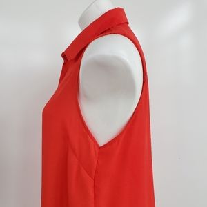 KENAR Sheer Flowy Sleeveless Collard Top